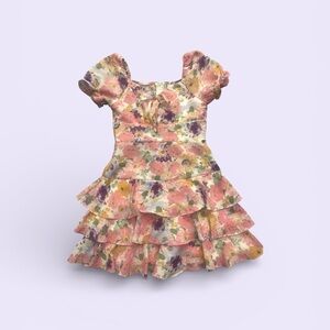 Tween Diva Floral Tiered Ruffle Dress